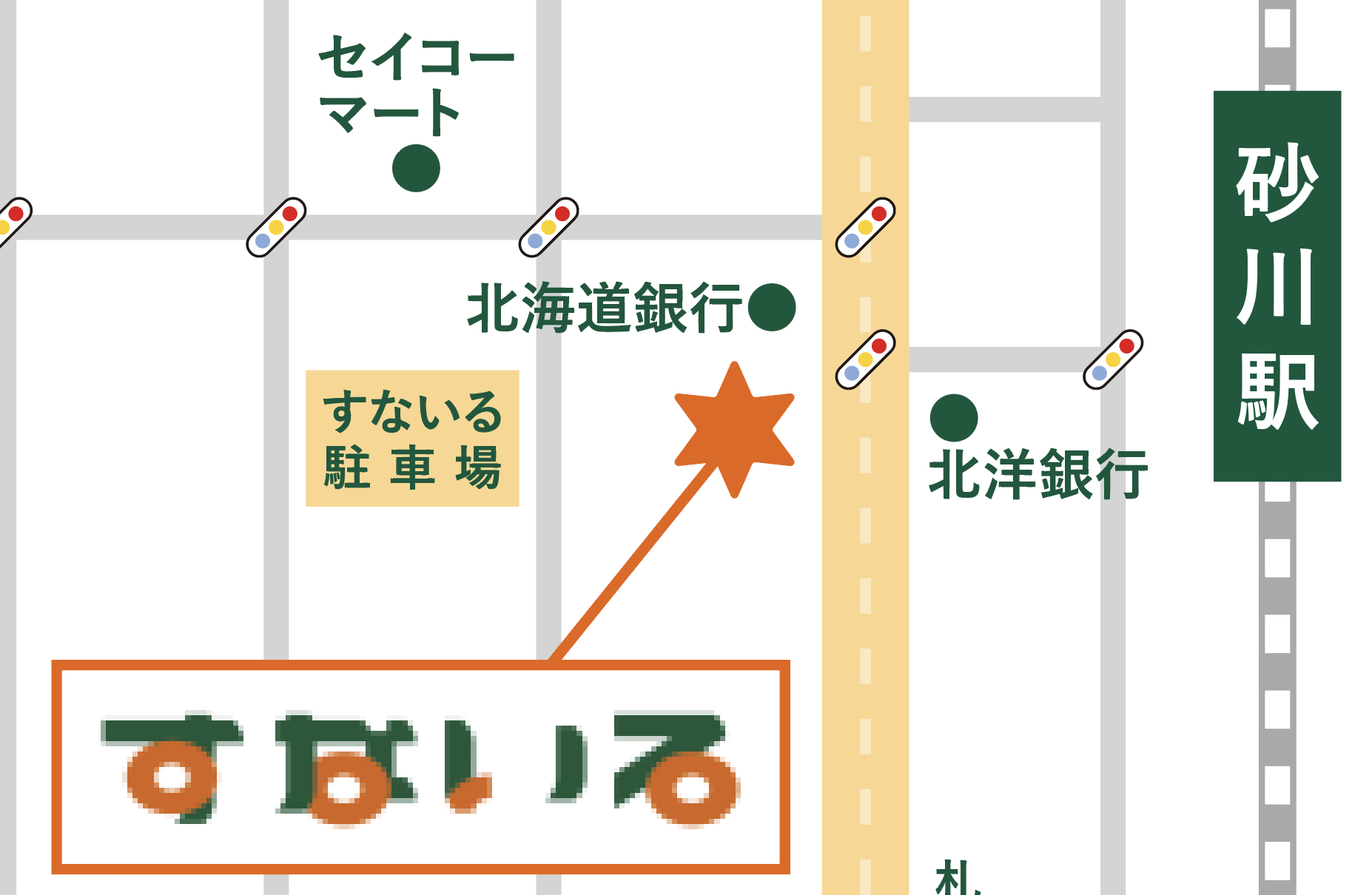 12号線から駐車場への地図